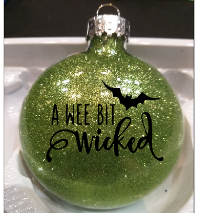 Wee Bit Wicked Glitter Christmas Ornament Shatterproof Horror Halloween Metaphysical