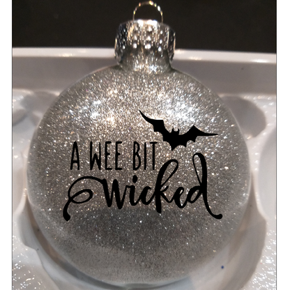 Wee Bit Wicked Glitter Christmas Ornament Shatterproof Horror Halloween Metaphysical