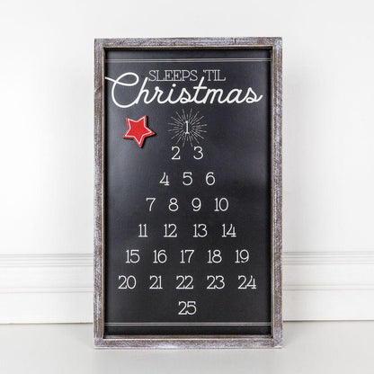 Magnetic Wooden Advent Tree Sign - 'Sleeps Til Christmas' Countdown Decor