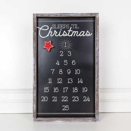 Magnetic Wooden Advent Tree Sign - 'Sleeps Til Christmas' Countdown Decor
