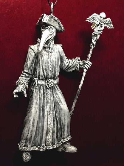 Venetian Plague Doctor Ornament, Hand Painted Resin Sculpture | Gothic Medieval Figurine | Dark Carnivale Ornament for Spooky Home Decor
