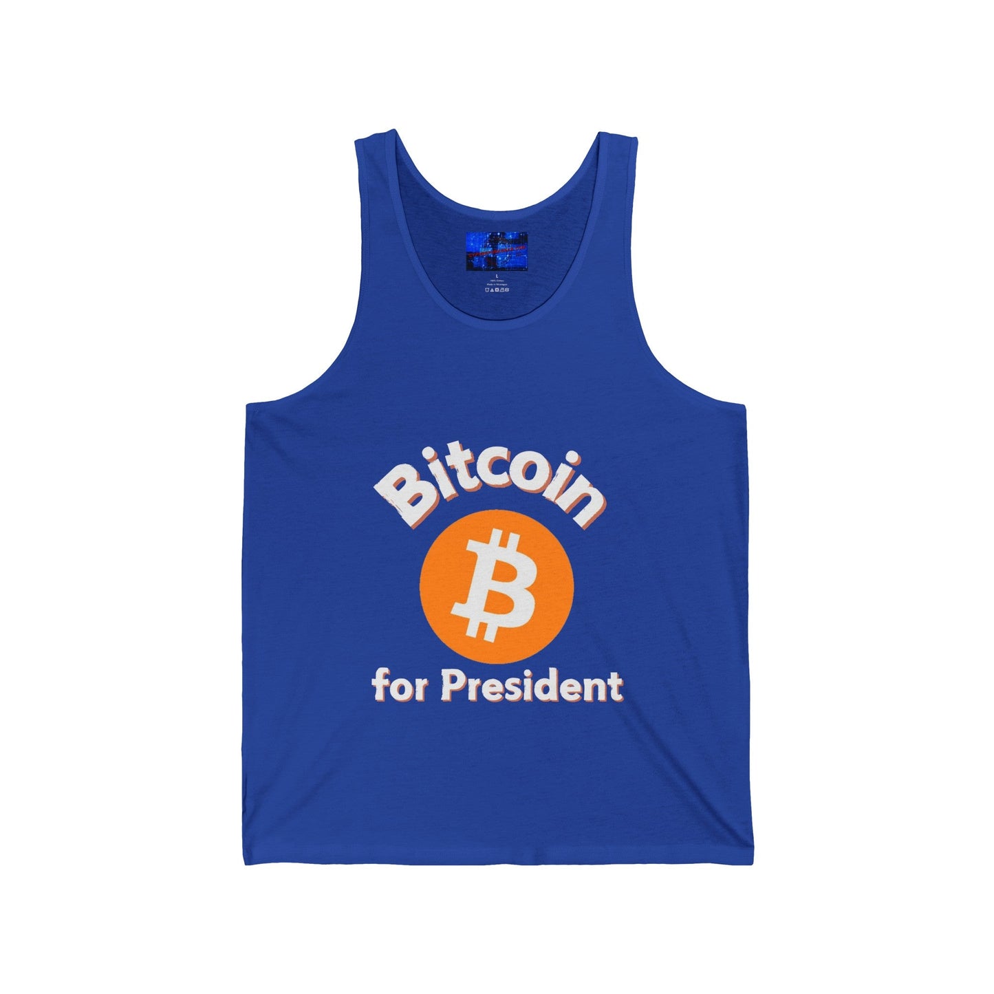 Bitcoin (BTC) for President Unisex Jersey Tank Top by cypherpunkgear – cypherpunkgear.com | Cypherpunk Merch
