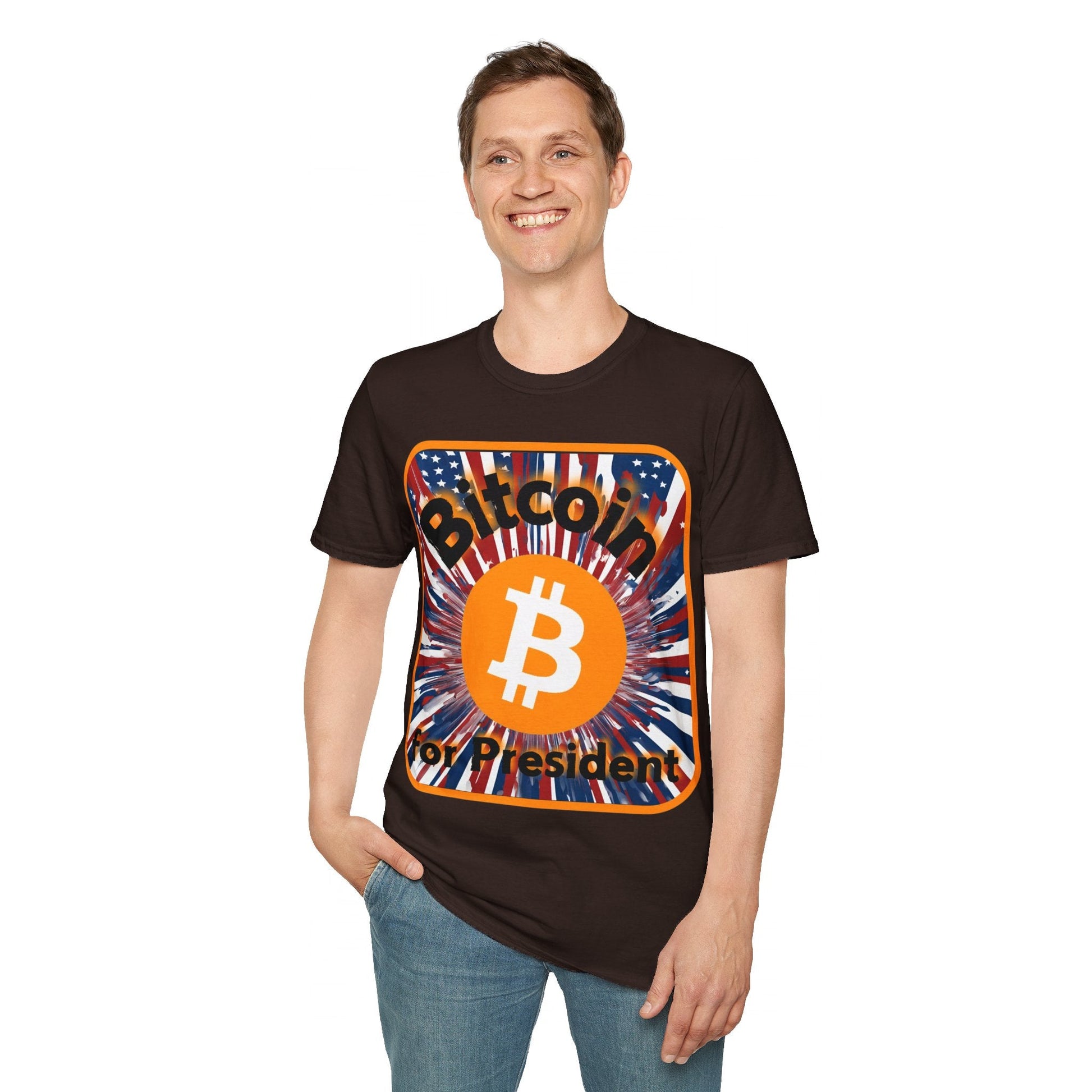 Bitcoin (BTC) for President USA DKcolors Unisex T-Shirt by cypherpunkgear – cypherpunkgear.com | Cypherpunk Merch