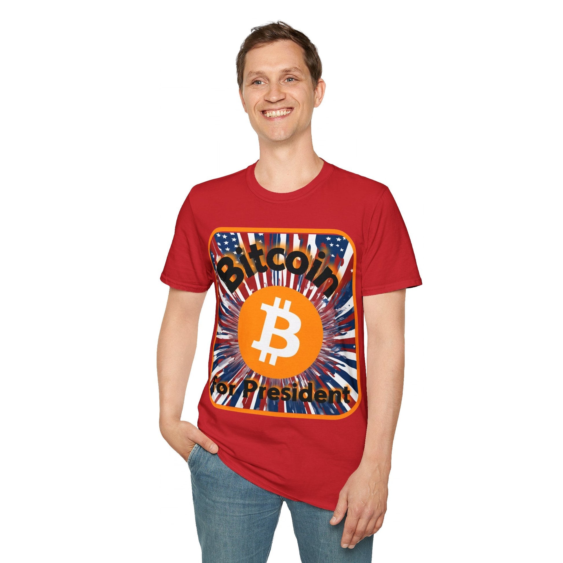Bitcoin (BTC) for President USA LTcolors Unisex T-Shirt by cypherpunkgear – cypherpunkgear.com | Cypherpunk Merch