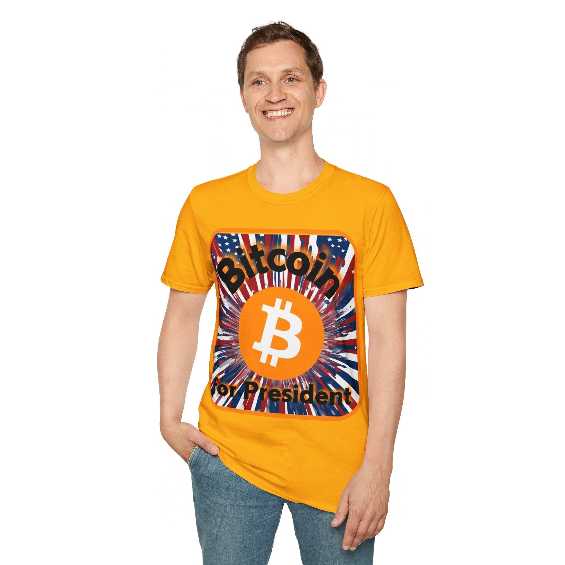 Bitcoin (BTC) for President USA LTcolors Unisex T-Shirt by cypherpunkgear – cypherpunkgear.com | Cypherpunk Merch