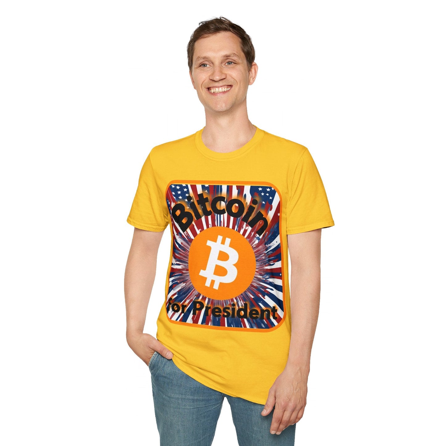 Bitcoin (BTC) for President USA LTcolors Unisex T-Shirt by cypherpunkgear – cypherpunkgear.com | Cypherpunk Merch