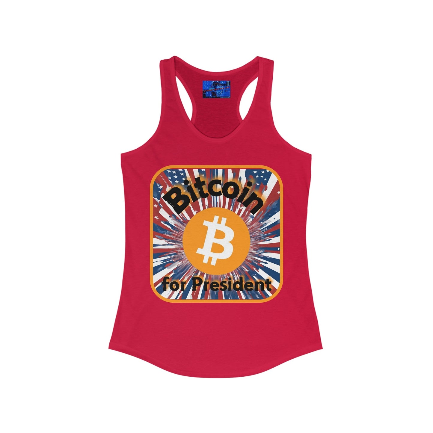 Bitcoin (BTC) for President USA Women's Racerback Tank Top by cypherpunkgear – cypherpunkgear.com | Cypherpunk Merch