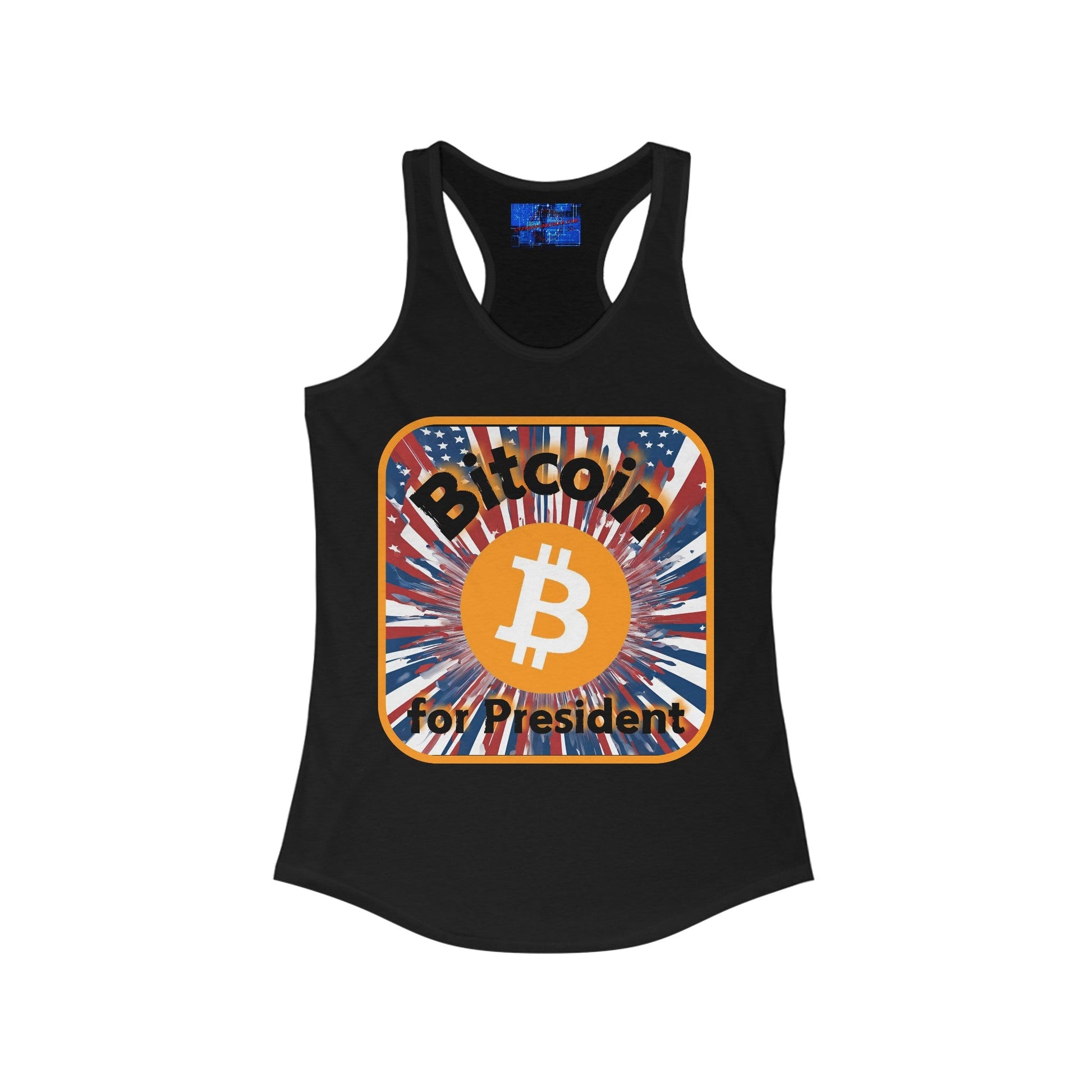 Bitcoin (BTC) for President USA Women's Racerback Tank Top by cypherpunkgear – cypherpunkgear.com | Cypherpunk Merch