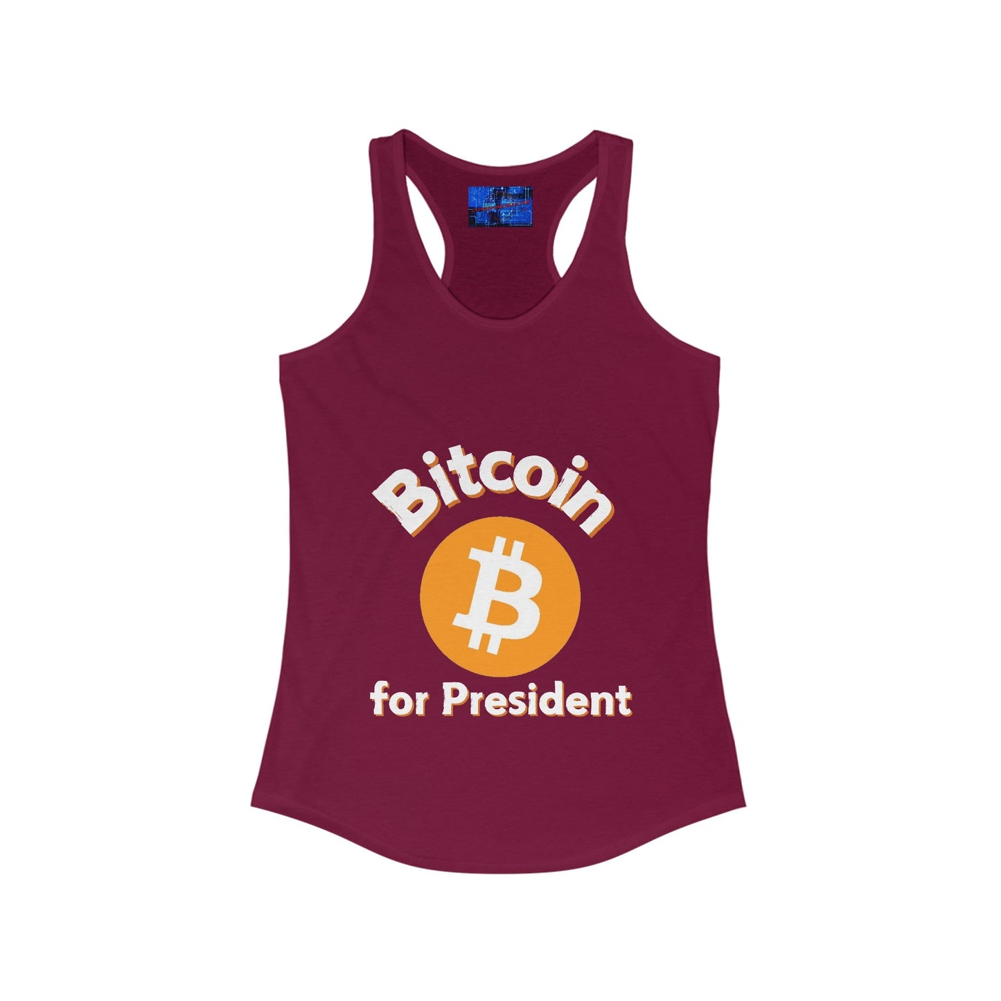 Bitcoin (BTC) for President Women's Racerback Tank Top by cypherpunkgear – cypherpunkgear.com | Cypherpunk Merch