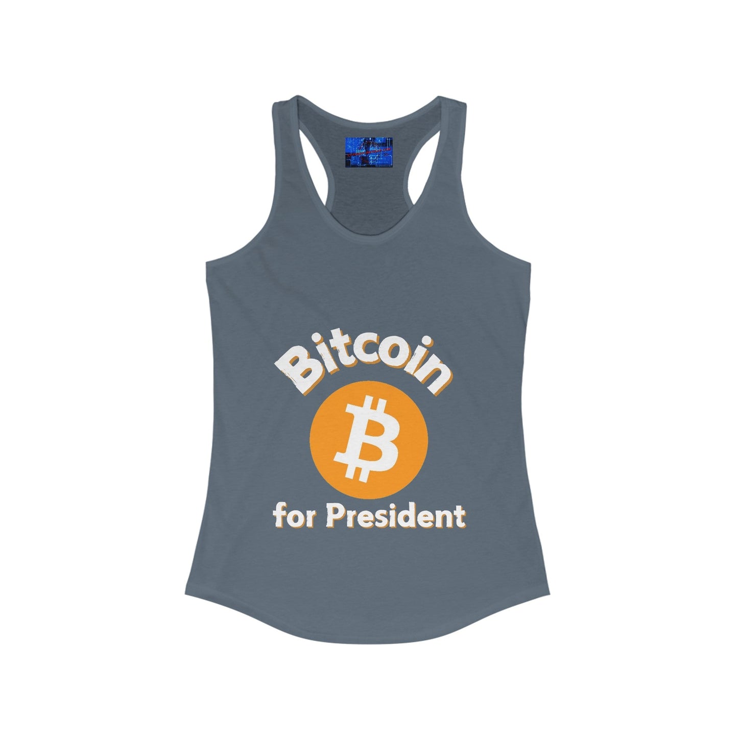 Bitcoin (BTC) for President Women's Racerback Tank Top by cypherpunkgear – cypherpunkgear.com | Cypherpunk Merch