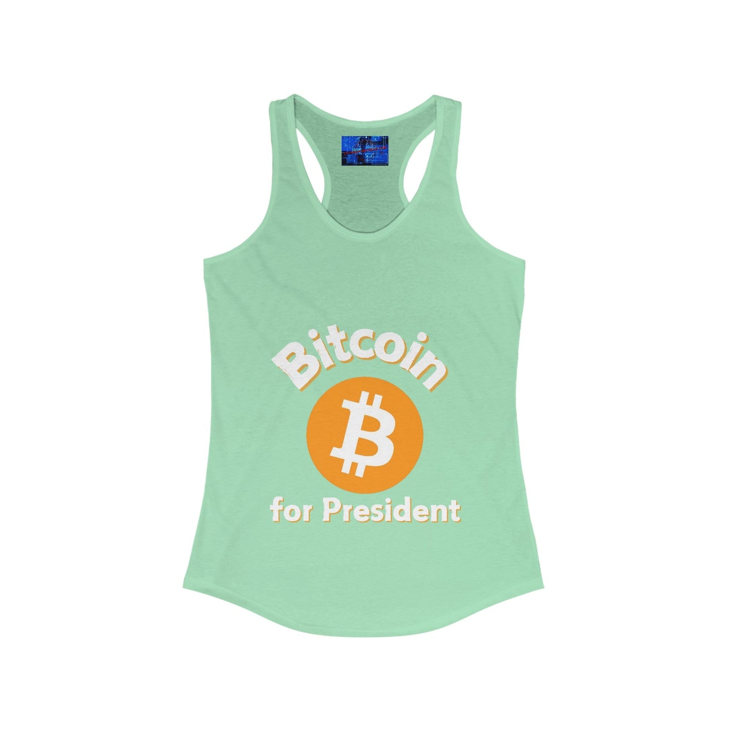 Bitcoin (BTC) for President Women's Racerback Tank Top by cypherpunkgear – cypherpunkgear.com | Cypherpunk Merch