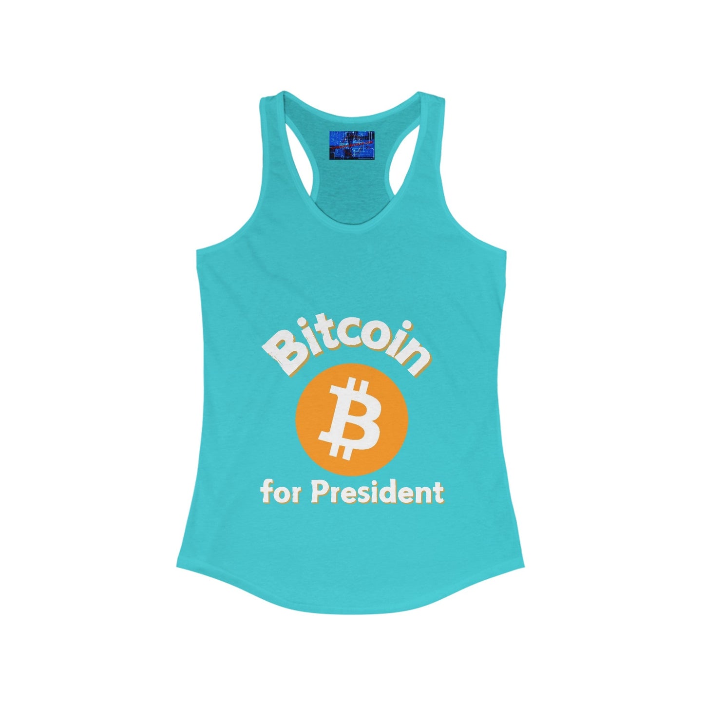 Bitcoin (BTC) for President Women's Racerback Tank Top by cypherpunkgear – cypherpunkgear.com | Cypherpunk Merch