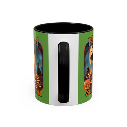 Blessed Samhain Cute Witch ORfont Accent Mug by cypherpunkgear – cypherpunkgear.com | Cypherpunk Merch