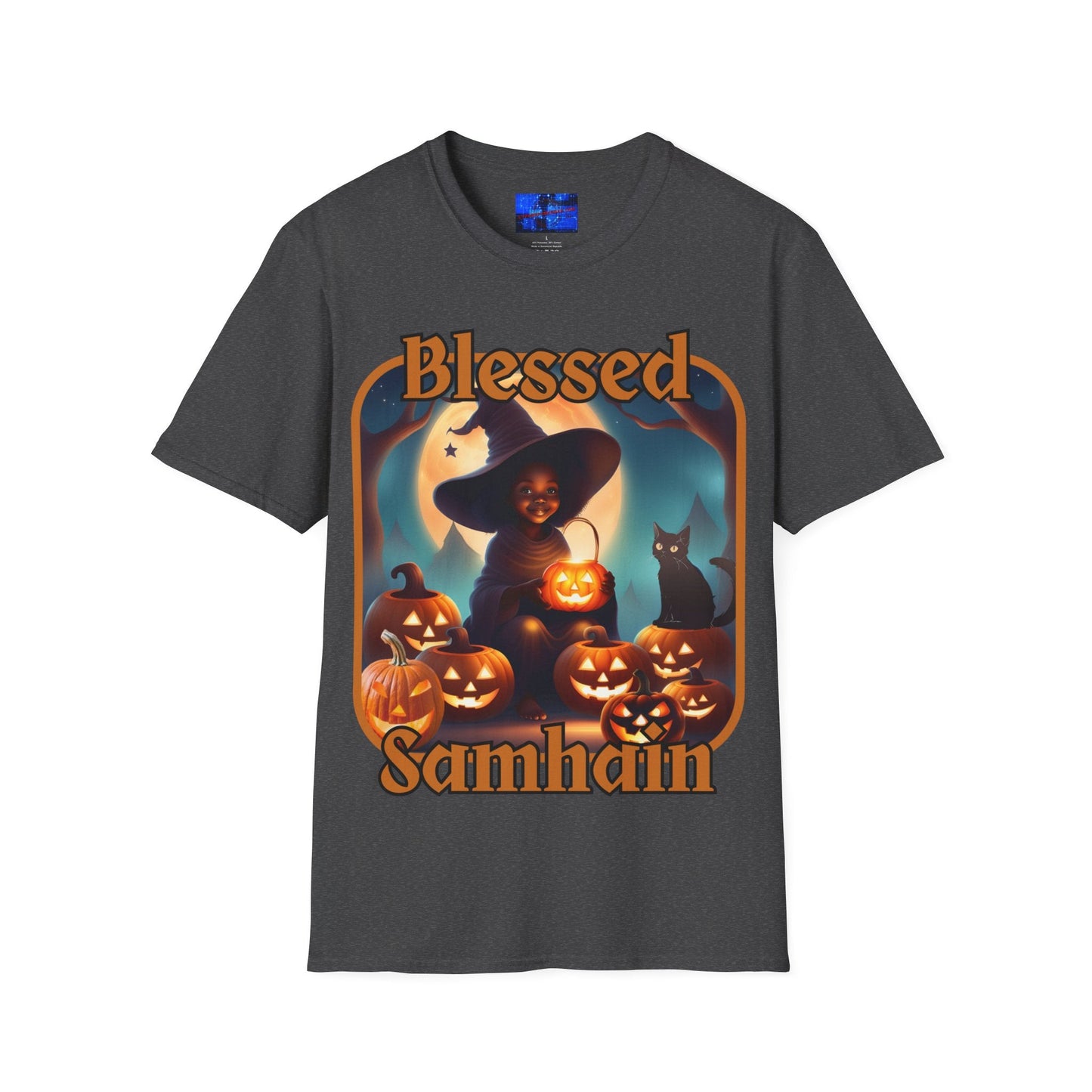 Blessed Samhain Cute Witch ORfont DKcolors Unisex T-Shirt by cypherpunkgear – cypherpunkgear.com | Cypherpunk Merch