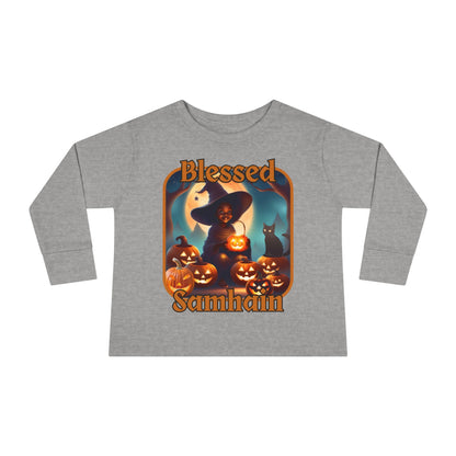 Blessed Samhain Cute Witch ORfont Toddler Long Sleeve Tee by cypherpunkgear – cypherpunkgear.com | Cypherpunk Merch