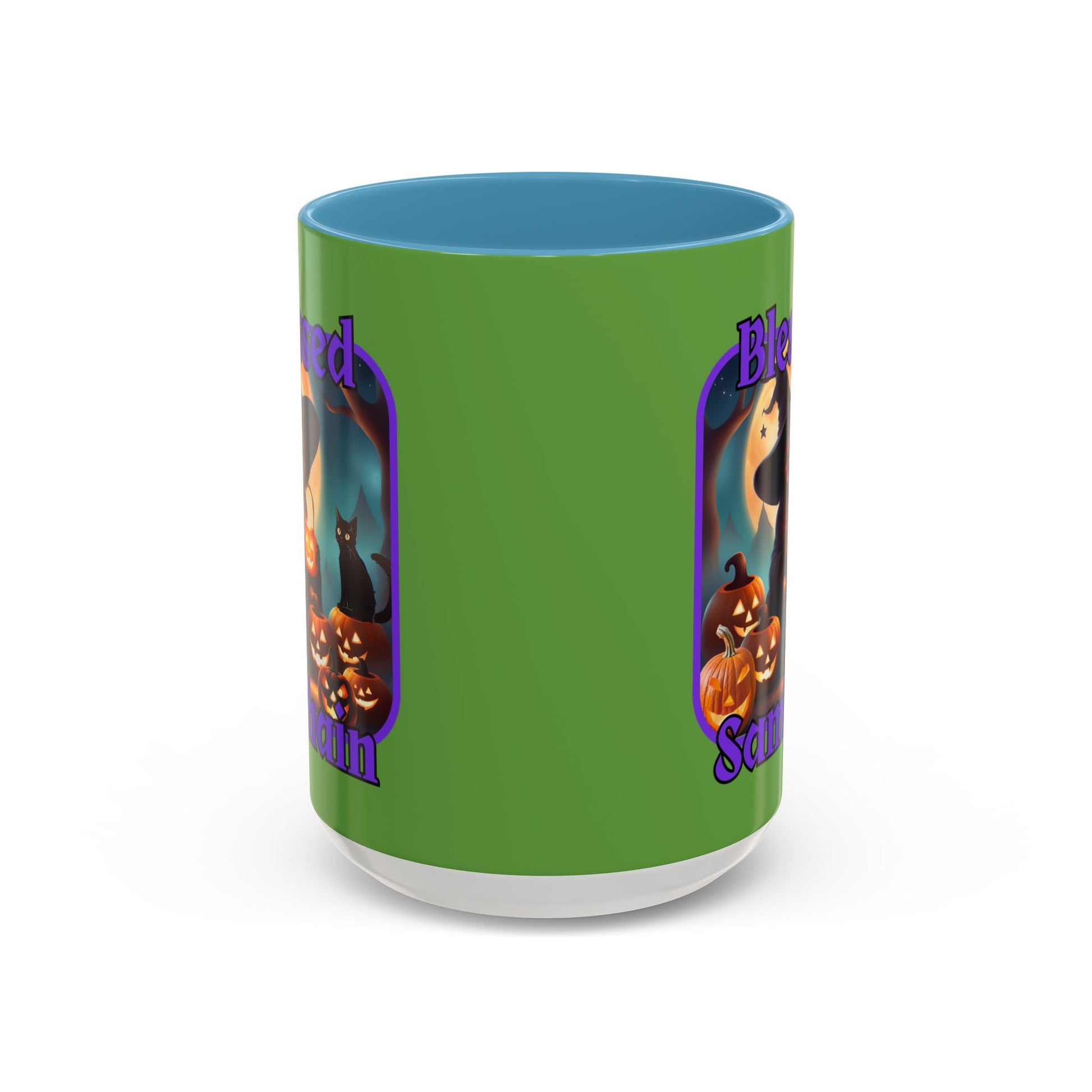 Blessed Samhain Cute Witch PRfont Accent Mug by cypherpunkgear – cypherpunkgear.com | Cypherpunk Merch