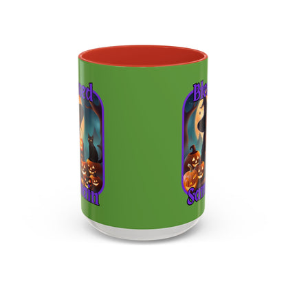 Blessed Samhain Cute Witch PRfont Accent Mug by cypherpunkgear – cypherpunkgear.com | Cypherpunk Merch