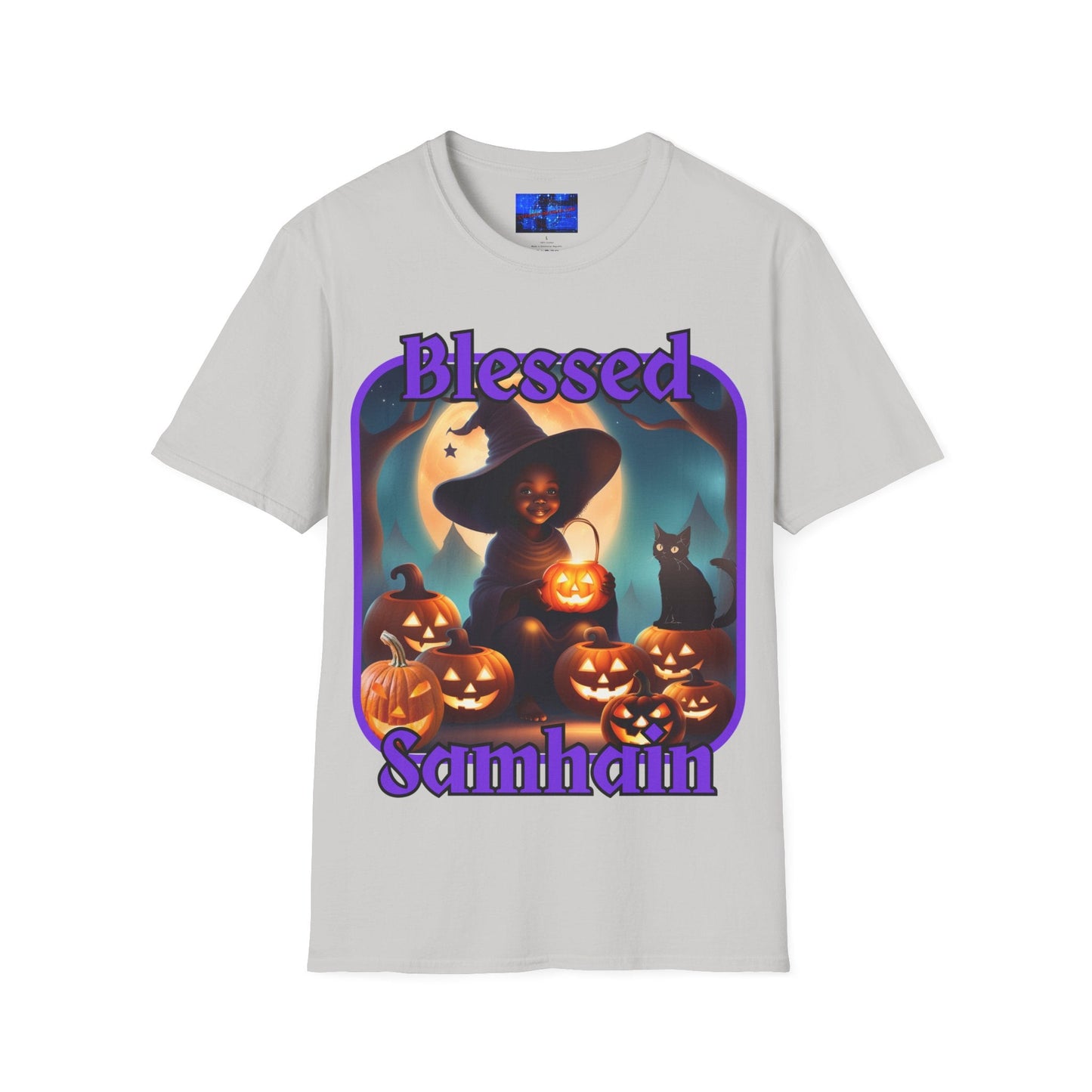 Blessed Samhain Cute Witch PRfont LTcolors Unisex T-Shirt by cypherpunkgear – cypherpunkgear.com | Cypherpunk Merch
