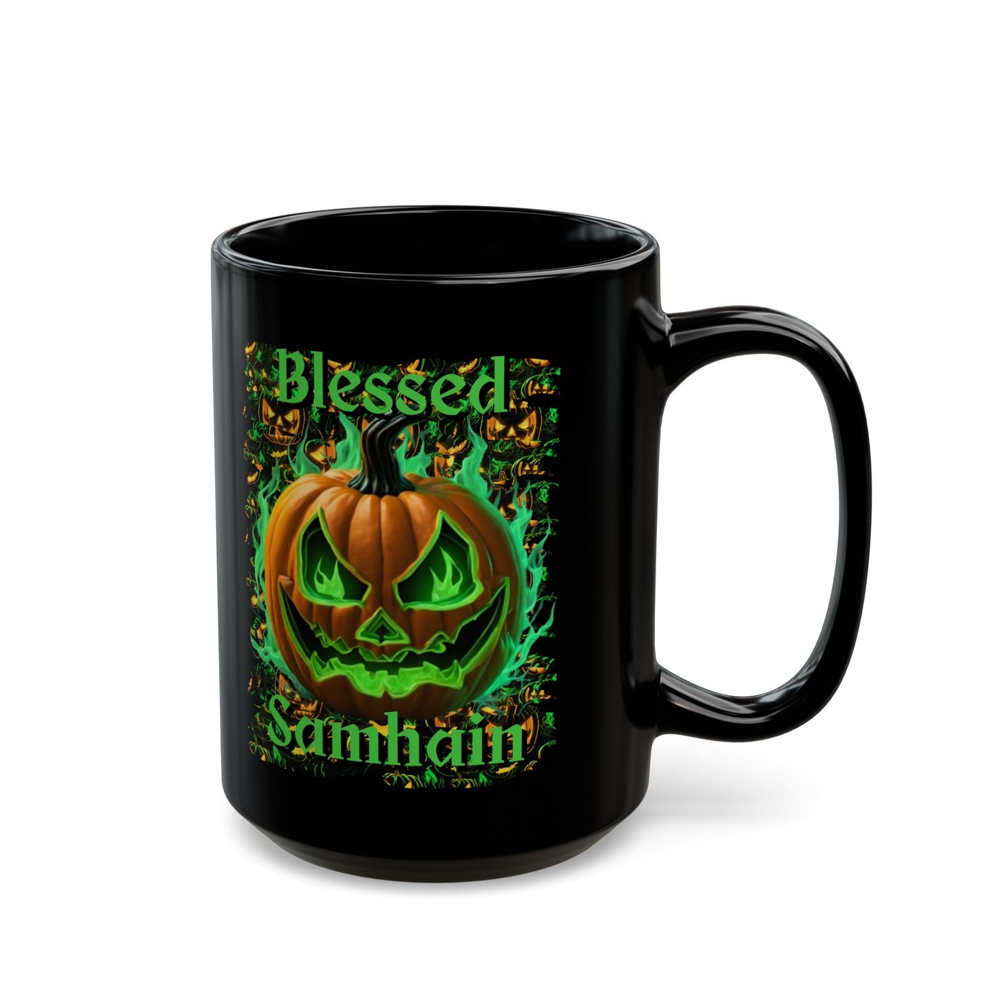 Blessed Samhain Green Jack Black Mug by cypherpunkgear – cypherpunkgear.com | Cypherpunk Merch