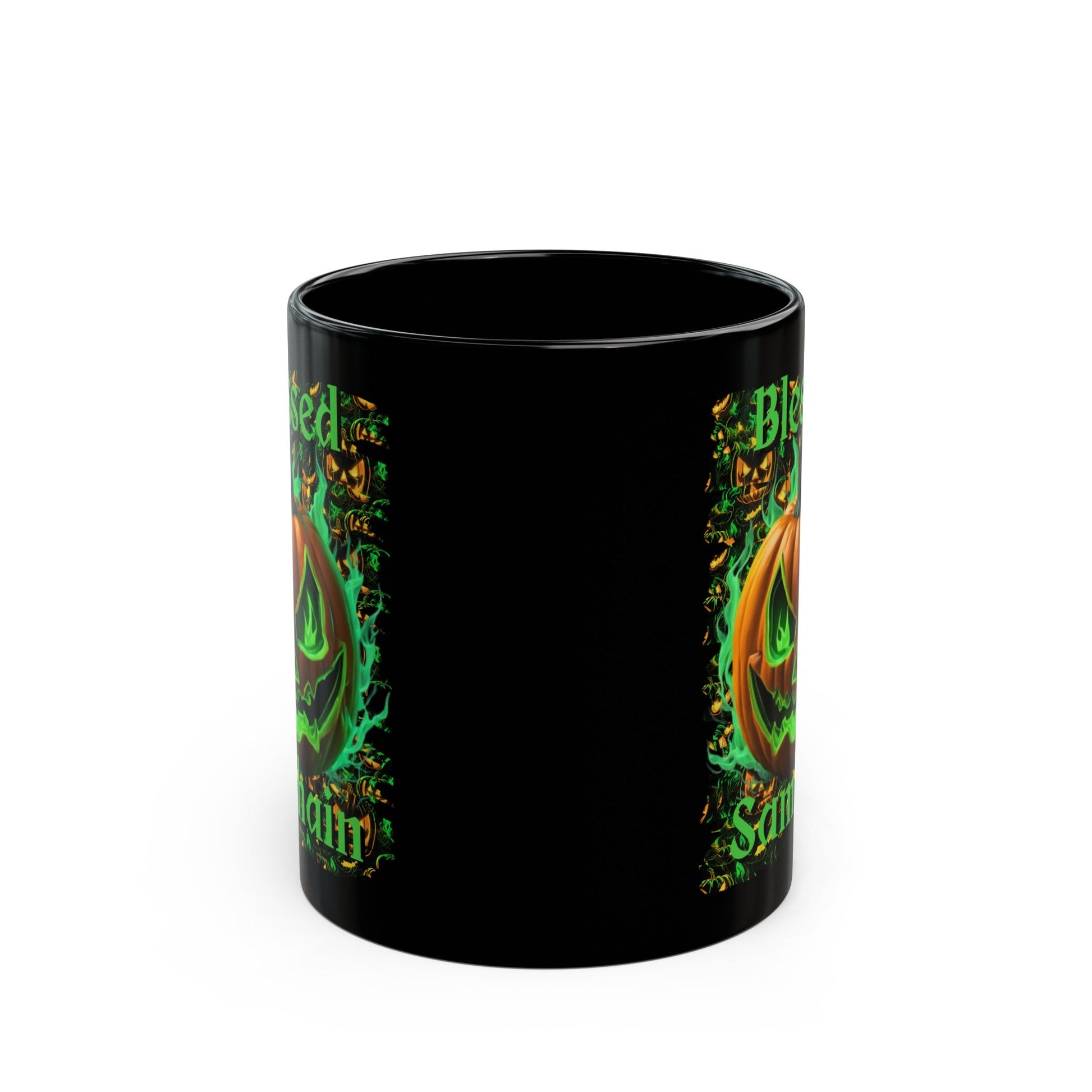 Blessed Samhain Green Jack Black Mug by cypherpunkgear – cypherpunkgear.com | Cypherpunk Merch