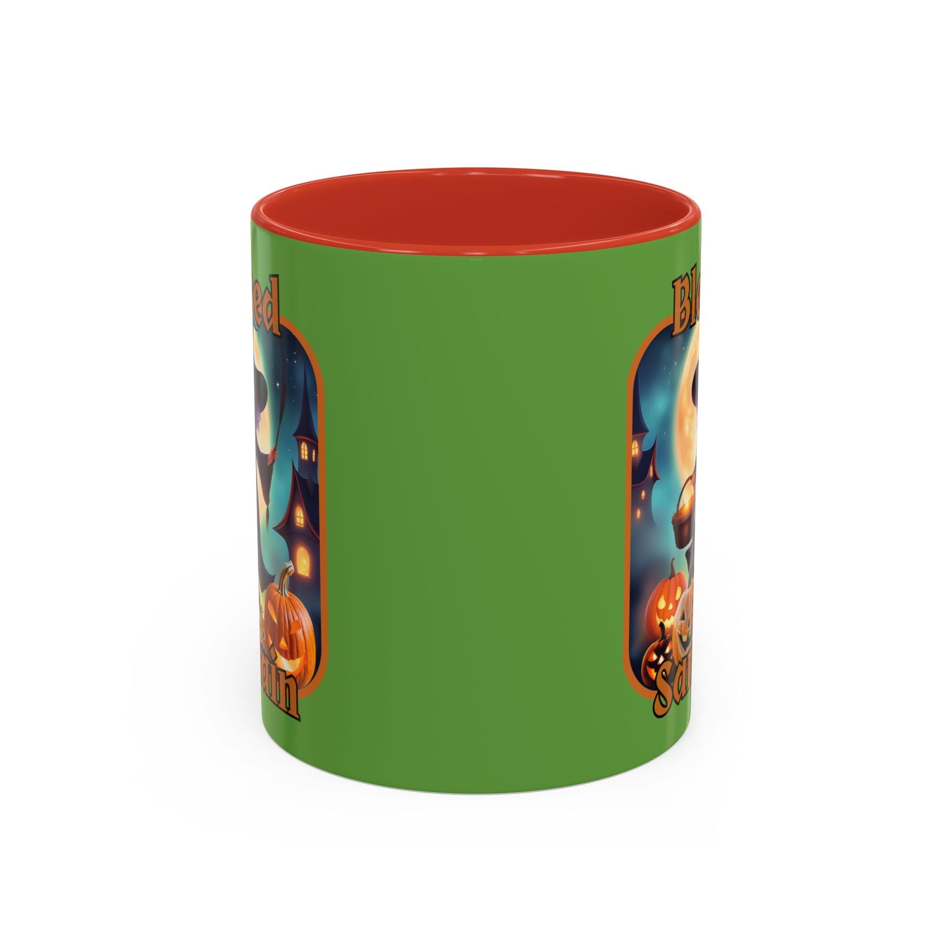 Blessed Samhain Little Witch ORfont Accent Mug by cypherpunkgear – cypherpunkgear.com | Cypherpunk Merch