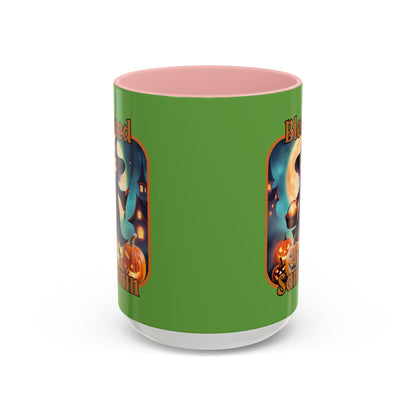 Blessed Samhain Little Witch ORfont Accent Mug by cypherpunkgear – cypherpunkgear.com | Cypherpunk Merch
