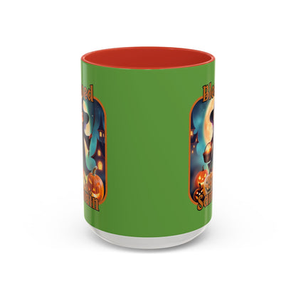 Blessed Samhain Little Witch ORfont Accent Mug by cypherpunkgear – cypherpunkgear.com | Cypherpunk Merch