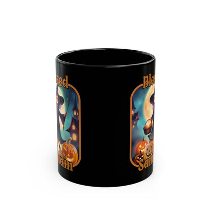 Blessed Samhain Little Witch ORfont Black Mug by cypherpunkgear – cypherpunkgear.com | Cypherpunk Merch