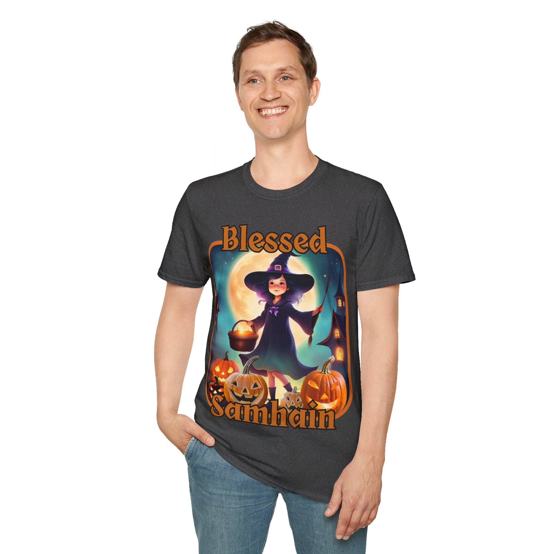 Blessed Samhain Little Witch ORfont DKcolors Unisex T-Shirt by cypherpunkgear – cypherpunkgear.com | Cypherpunk Merch
