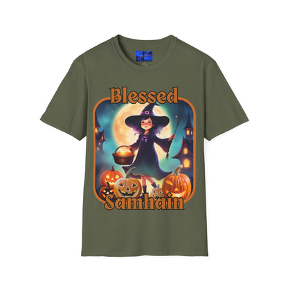 Blessed Samhain Little Witch ORfont DKcolors Unisex T-Shirt by cypherpunkgear – cypherpunkgear.com | Cypherpunk Merch