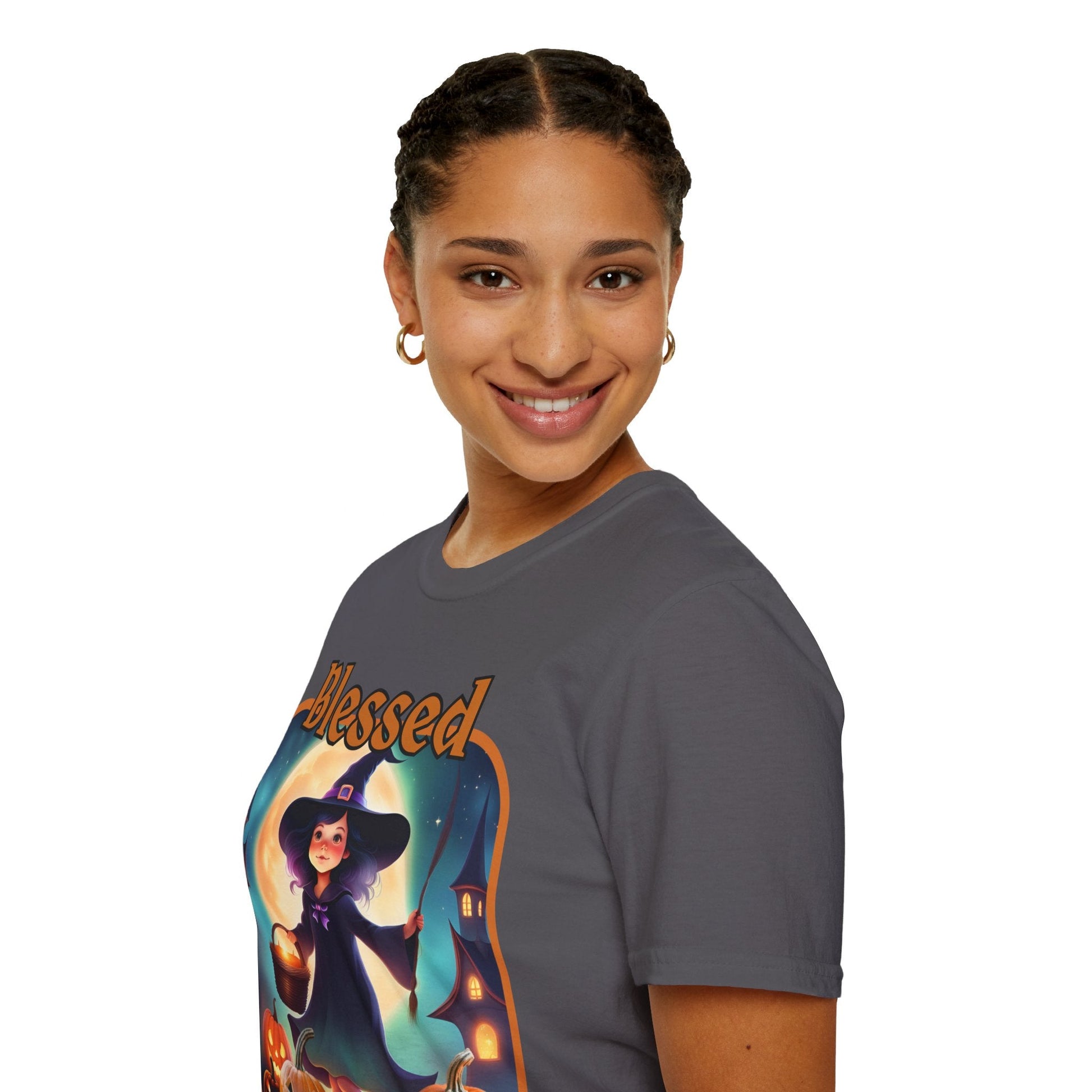 Blessed Samhain Little Witch ORfont DKcolors Unisex T-Shirt by cypherpunkgear – cypherpunkgear.com | Cypherpunk Merch