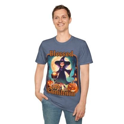 Blessed Samhain Little Witch ORfont DKcolors Unisex T-Shirt by cypherpunkgear – cypherpunkgear.com | Cypherpunk Merch