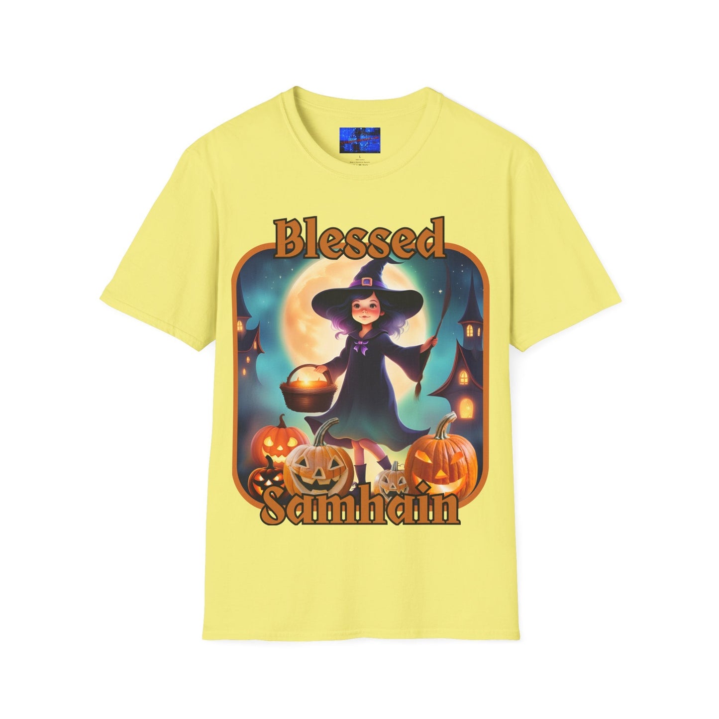Blessed Samhain Little Witch ORfont LTcolors Unisex T-Shirt by cypherpunkgear – cypherpunkgear.com | Cypherpunk Merch
