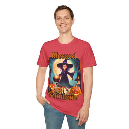Blessed Samhain Little Witch ORfont LTcolors Unisex T-Shirt by cypherpunkgear – cypherpunkgear.com | Cypherpunk Merch