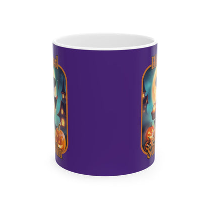 Blessed Samhain Little Witch ORfont Purple Mug by cypherpunkgear – cypherpunkgear.com | Cypherpunk Merch