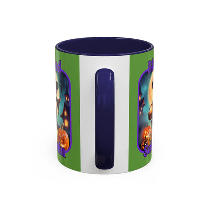 Blessed Samhain Little Witch PRfont Accent Mug by cypherpunkgear – cypherpunkgear.com | Cypherpunk Merch