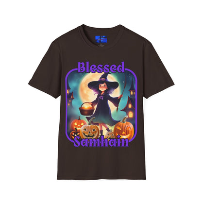 Blessed Samhain Little Witch PRfont DKcolors Unisex T-Shirt by cypherpunkgear – cypherpunkgear.com | Cypherpunk Merch