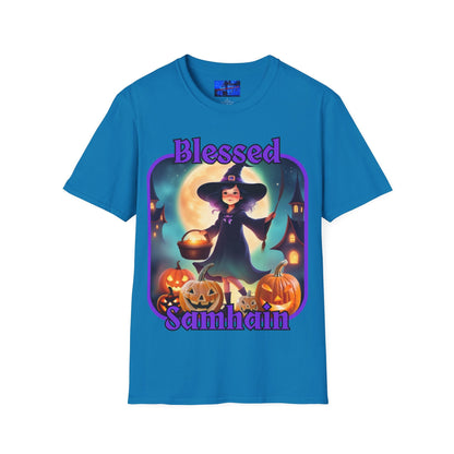 Blessed Samhain Little Witch PRfont DKcolors Unisex T-Shirt by cypherpunkgear – cypherpunkgear.com | Cypherpunk Merch