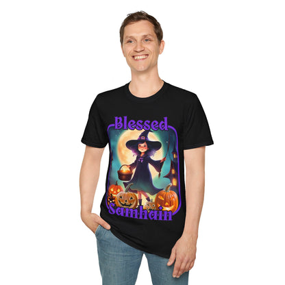 Blessed Samhain Little Witch PRfont DKcolors Unisex T-Shirt by cypherpunkgear – cypherpunkgear.com | Cypherpunk Merch