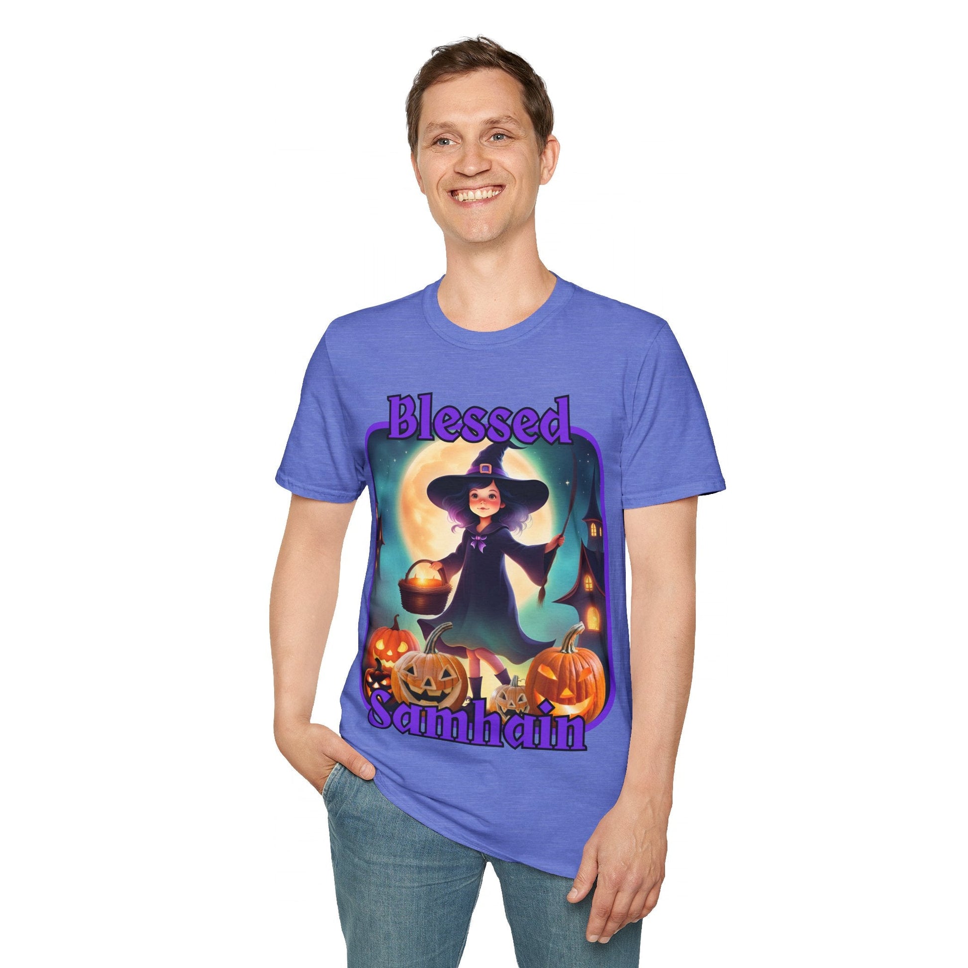 Blessed Samhain Little Witch PRfont LTcolors Unisex T-Shirt by cypherpunkgear – cypherpunkgear.com | Cypherpunk Merch