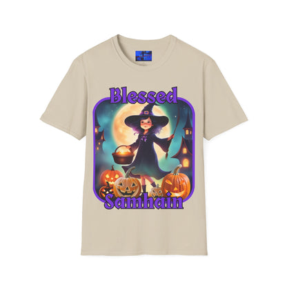 Blessed Samhain Little Witch PRfont LTcolors Unisex T-Shirt by cypherpunkgear – cypherpunkgear.com | Cypherpunk Merch