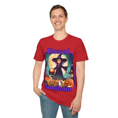 Blessed Samhain Little Witch PRfont LTcolors Unisex T-Shirt by cypherpunkgear – cypherpunkgear.com | Cypherpunk Merch