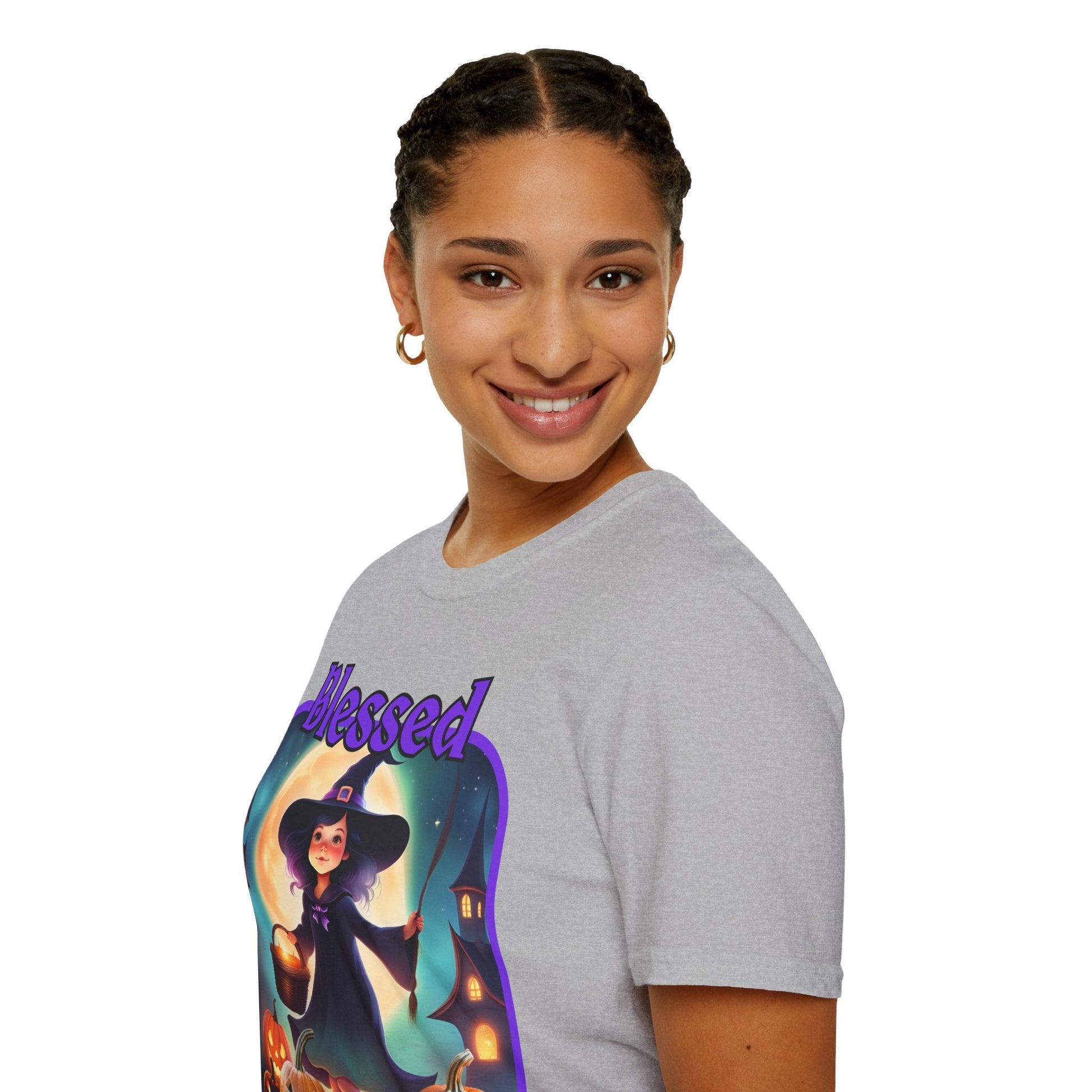 Blessed Samhain Little Witch PRfont LTcolors Unisex T-Shirt by cypherpunkgear – cypherpunkgear.com | Cypherpunk Merch