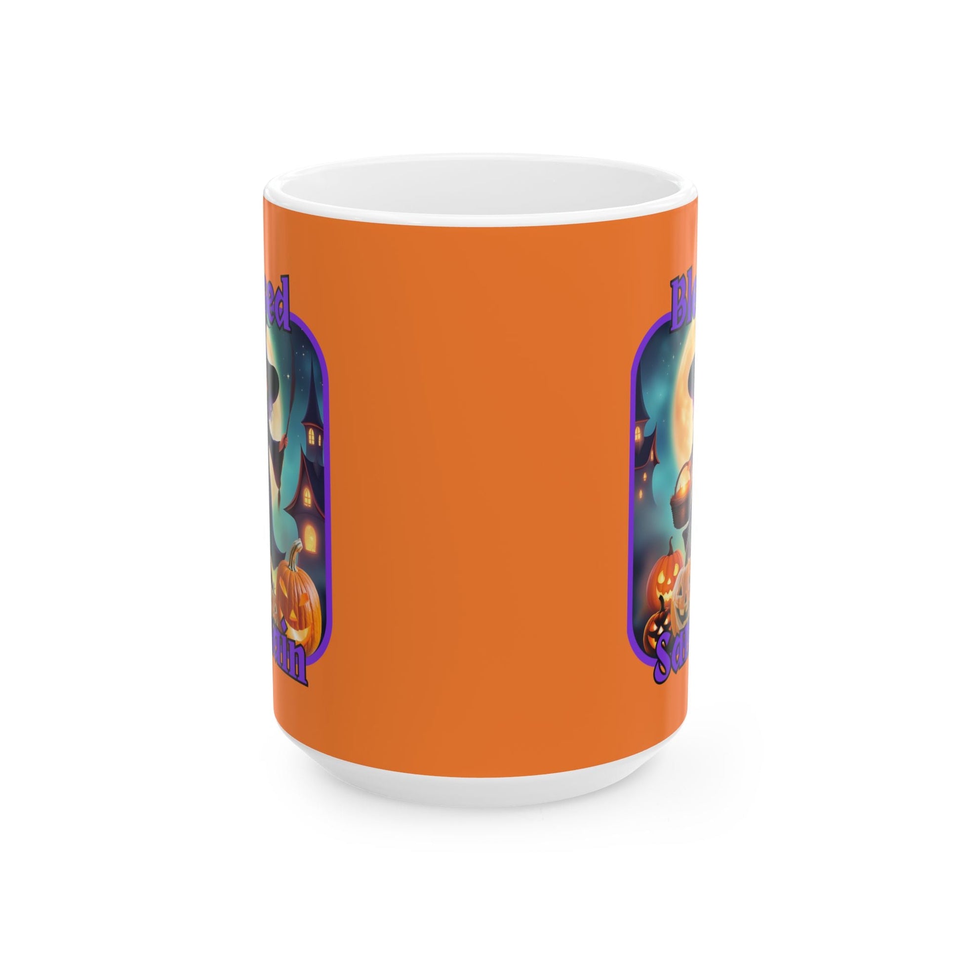 Blessed Samhain Little Witch PRfont Orange Mug by cypherpunkgear – cypherpunkgear.com | Cypherpunk Merch