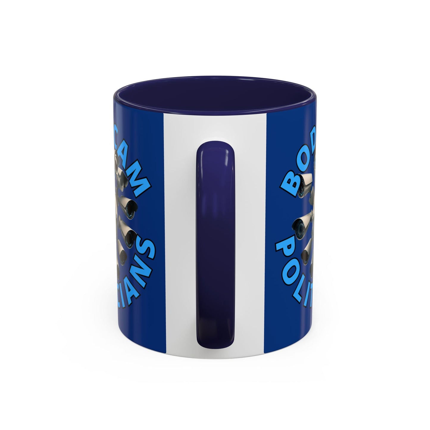 Bodycam the Politicians Cameras Blue Accent Mug by cypherpunkgear.com – cypherpunkgear.com | Cypherpunk Merch