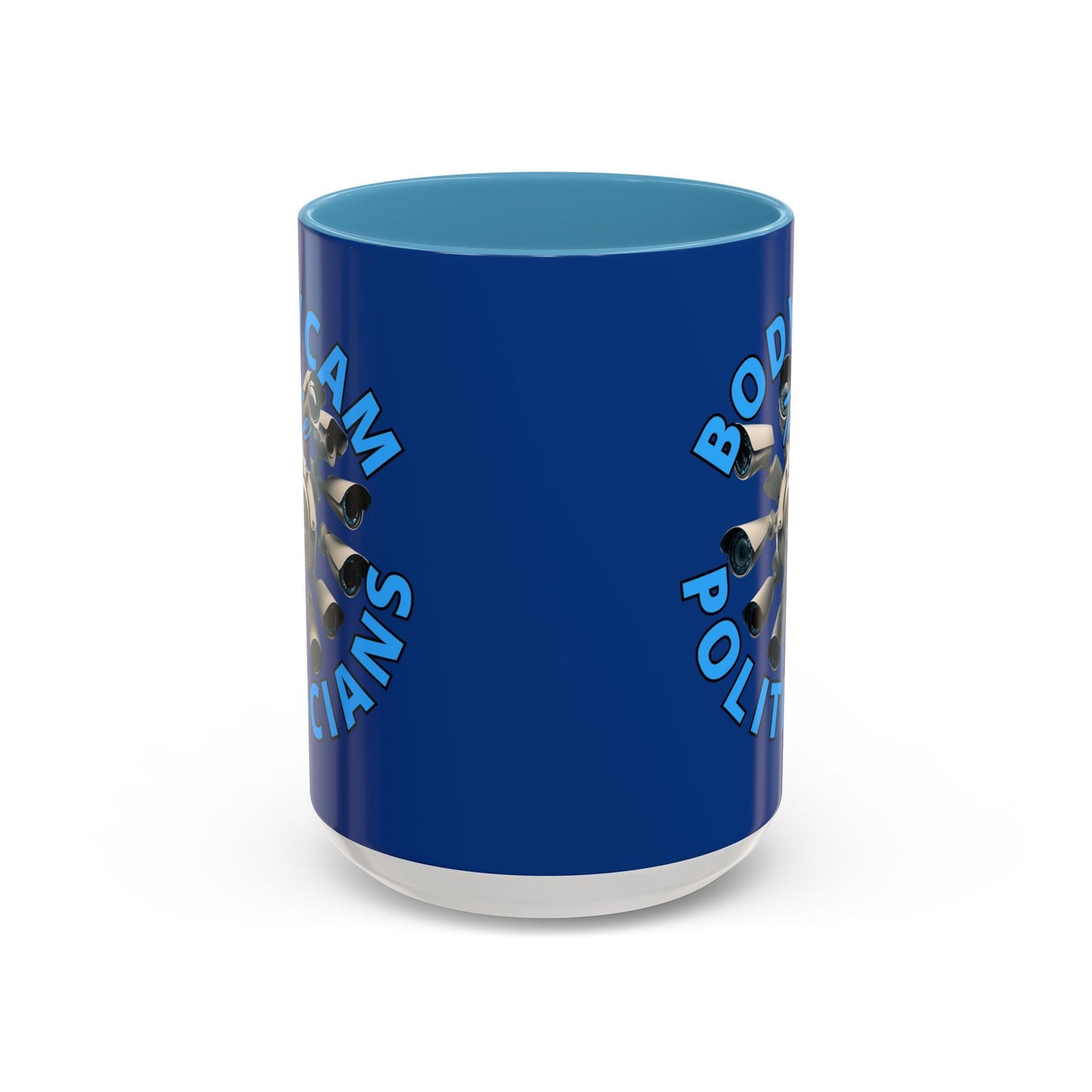 Bodycam the Politicians Cameras Blue Accent Mug by cypherpunkgear.com – cypherpunkgear.com | Cypherpunk Merch