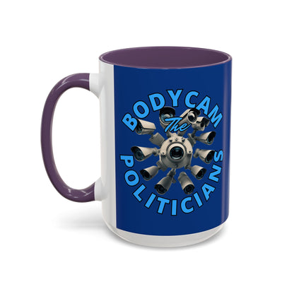 Bodycam the Politicians Cameras Blue Accent Mug by cypherpunkgear.com – cypherpunkgear.com | Cypherpunk Merch