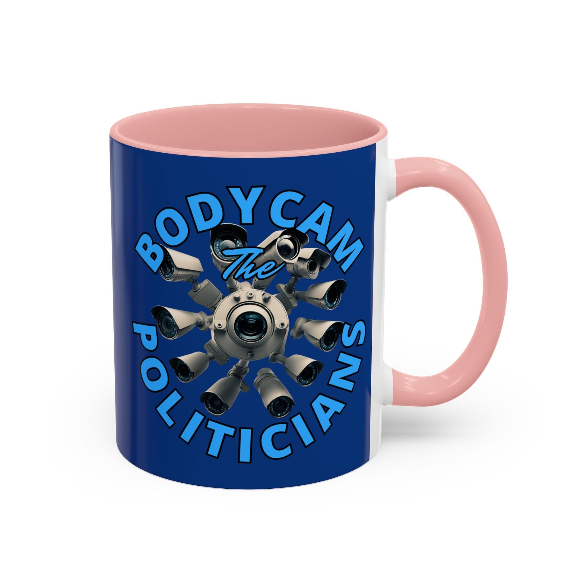 Bodycam the Politicians Cameras Blue Accent Mug by cypherpunkgear.com – cypherpunkgear.com | Cypherpunk Merch