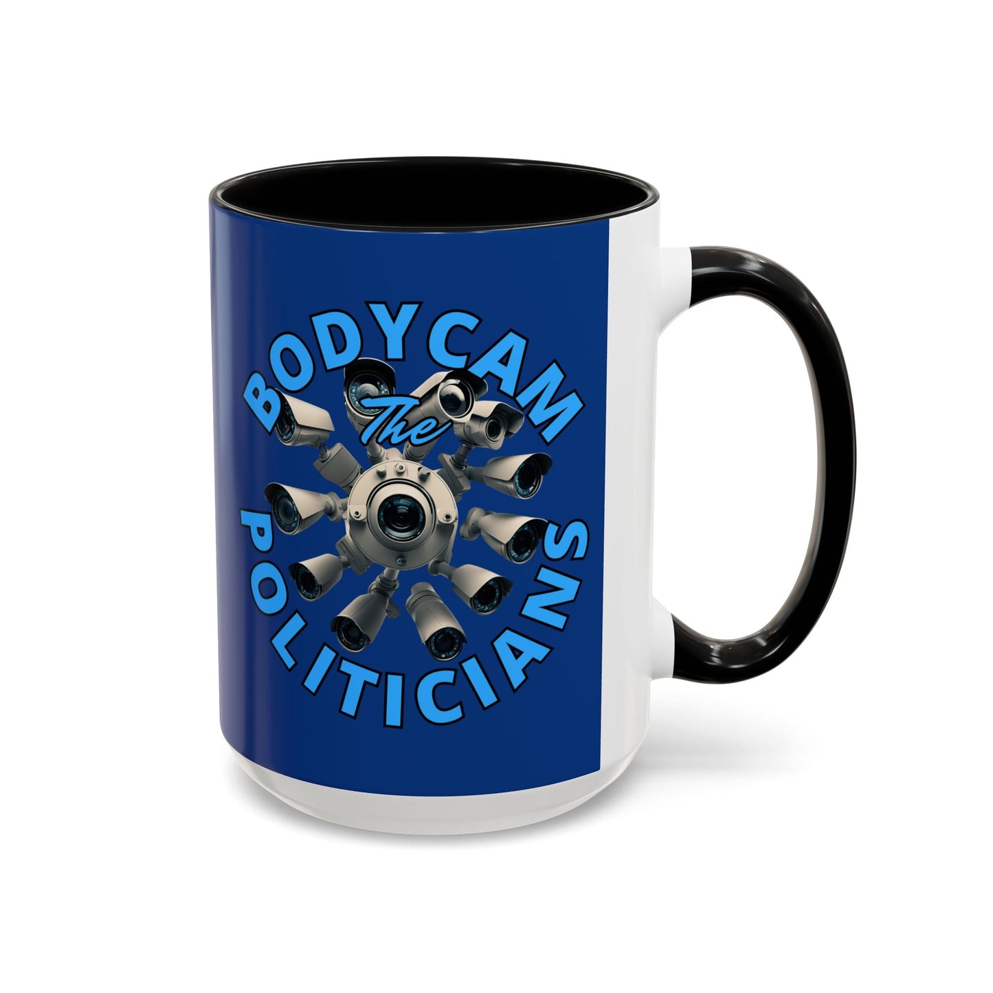 Bodycam the Politicians Cameras Blue Accent Mug by cypherpunkgear.com – cypherpunkgear.com | Cypherpunk Merch