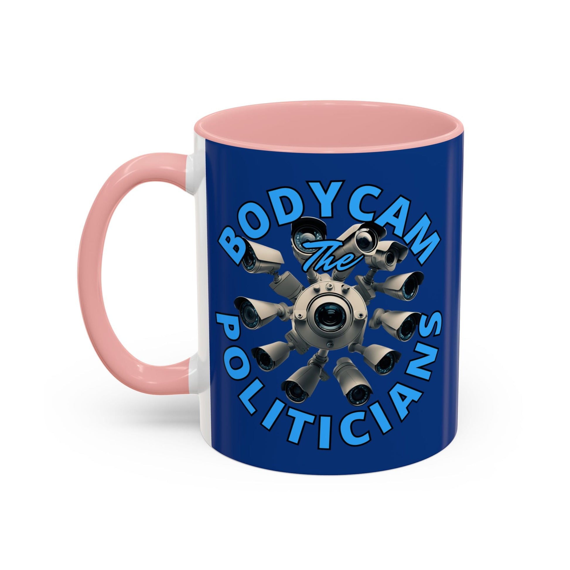 Bodycam the Politicians Cameras Blue Accent Mug by cypherpunkgear.com – cypherpunkgear.com | Cypherpunk Merch